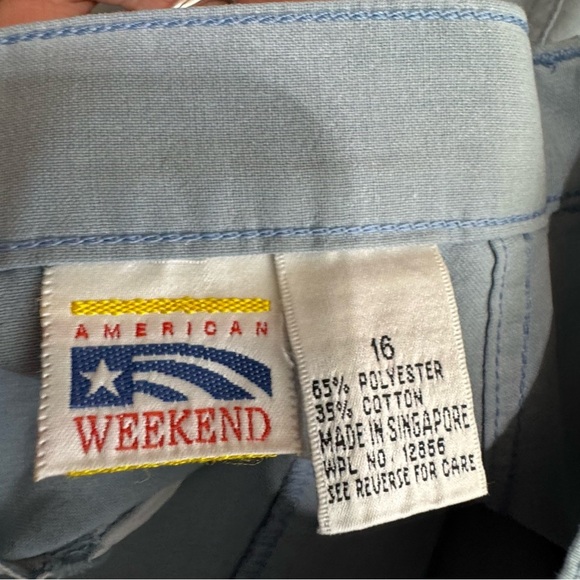 American Weekend Women’s 90’s Vintage High Pleated Waist Light Blue Pants - Picture 5 of 8